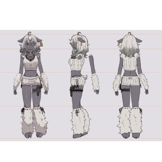 キャラクターデザイン　三面図　表情差分　パーツ