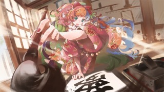 新年イラスト　Vtuber ぷハル夏秋さん