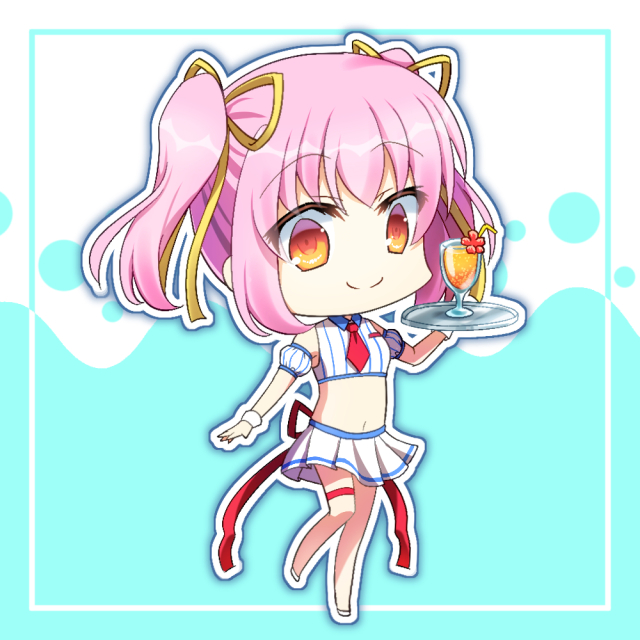 海辺のお店で働く女の子(SDキャラ)