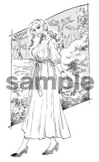 モノクロイラスト、マンガサンプル