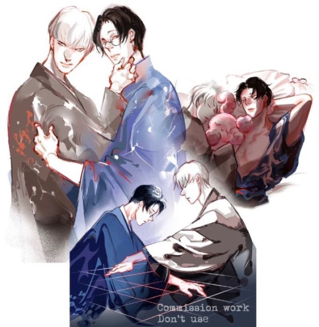 【ご依頼品】男性ペア詰め込み絵／一枚絵