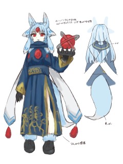 キャラクターデザインラフ カーバンクルの女性