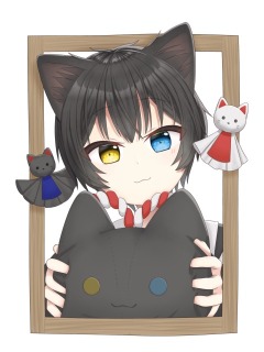 オリキャラ 黒猫の猫又の子 アクキー用イラスト