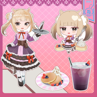 コラボカフェ風イラスト(少女キャラ)