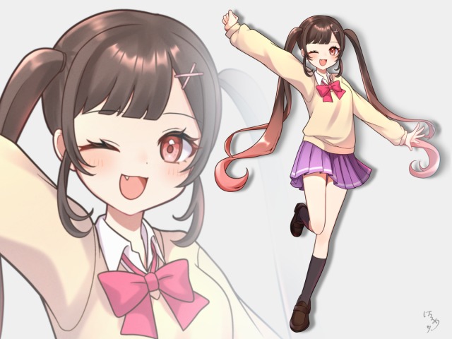 TRPG立ち絵_元気なツインテJK