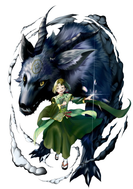 神獣と契約する少女（立ち絵風ファンタジーイラスト）