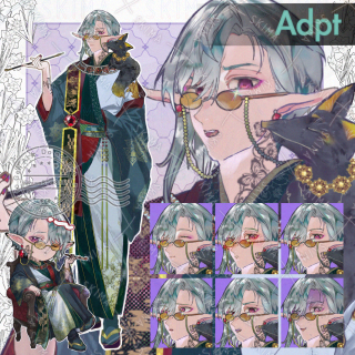 【表情差分6種+SD付/7等身】中華風男エルフ　黒狐　立ち絵