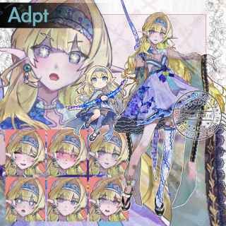 {表情差分6種/6.5等身】弓使い金髪エルフ　華ロリ立ち絵