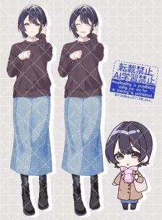 【自主制作】オリジナルキャラクター立ち絵+ミニキャライラスト