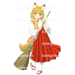 ケモミミ少女の立ち絵、全身イラスト