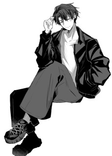 モノクロイラスト　男性