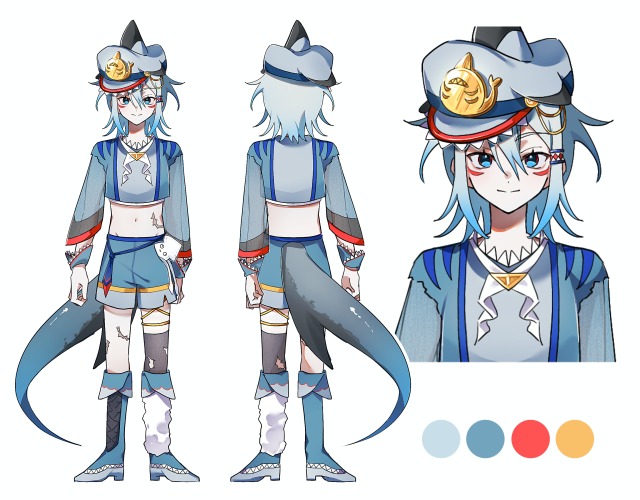 キャラクターデザイン 全身立ち絵 二面図
