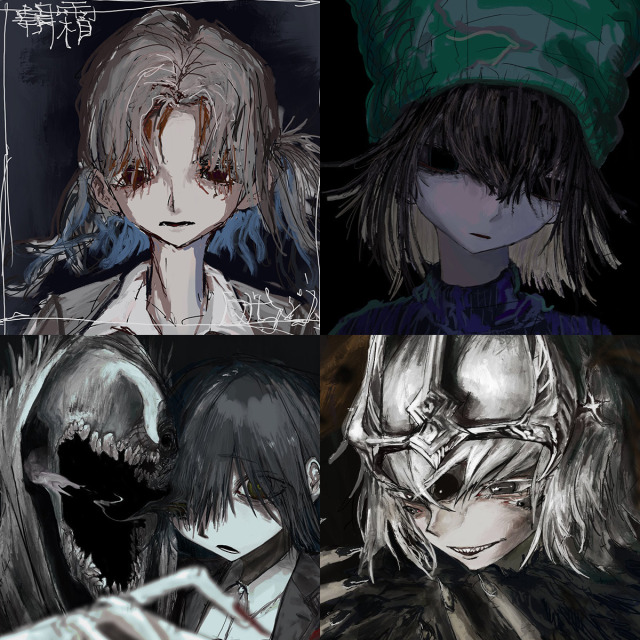 キャラクターの顔をアップしたものです。（ご依頼絵を含みます）