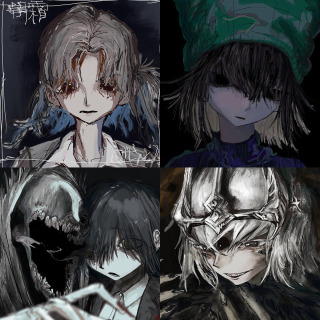 キャラクターの顔をアップしたものです。（ご依頼絵を含みます）