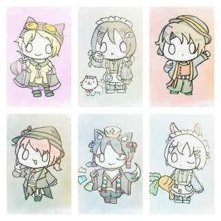ミニキャラ水彩イラスト(サンプル)