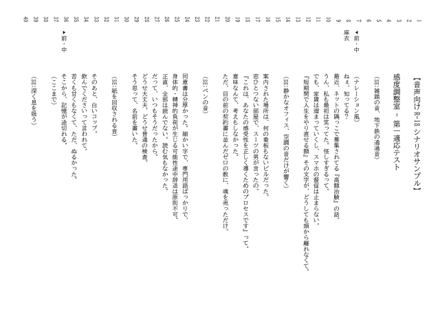 感度調整室 - 第一適応テスト（サンプル）