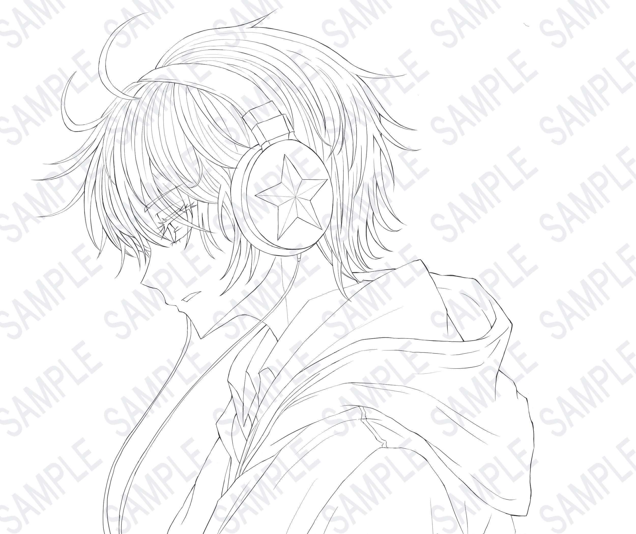 線画・ラフ】クール系イラスト・線画段階 | SKIMA（スキマ）