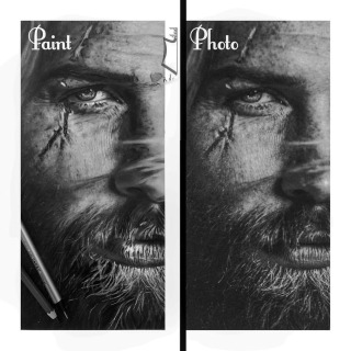 【制作サンプル】写真から描いたハイパーリアリズム・チャコール画