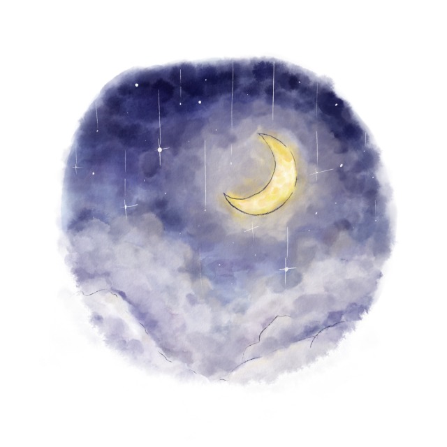 星のきらめきと三日月