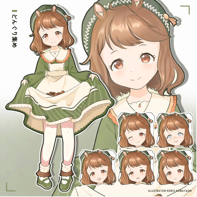 【立ち絵】どんぐり集め（リスの女の子）