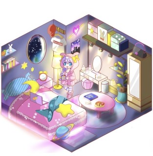 SDキャラ+描き込み背景