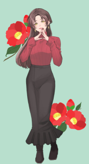 花＋人物イラスト
