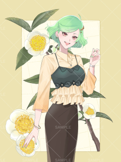 花＋人物イラスト