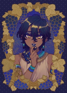 少年イラスト植物フレーム付き