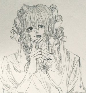 シャーペン画で気怠げ、ゴシックな男性を描きます。