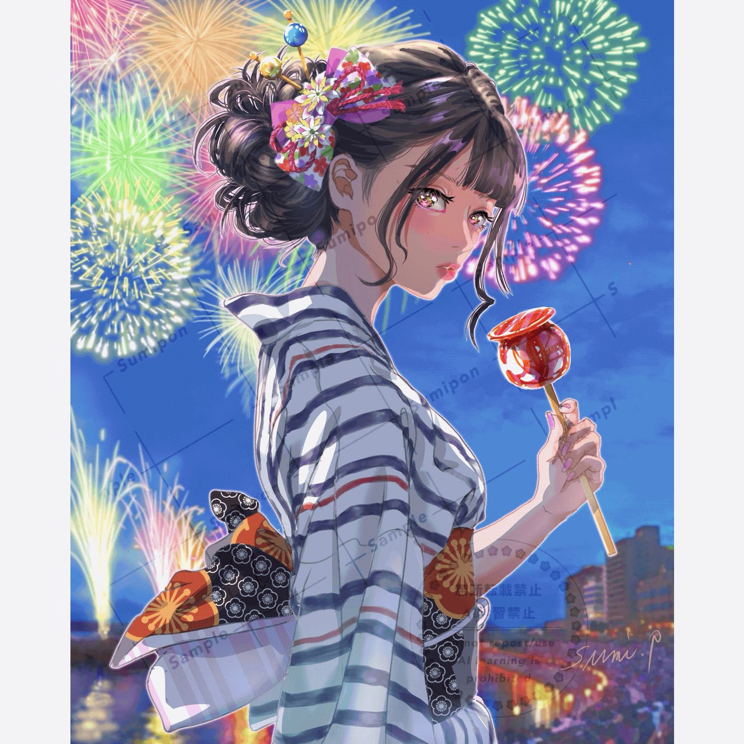 浴衣美人　一枚絵