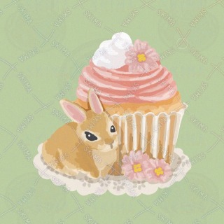 うさぎと桜とカップケーキ
