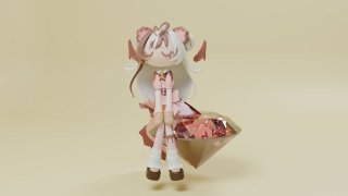 宝石にちょこんと座る3Dイラスト