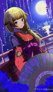 月下の和服美人　〜藤の花と共に〜