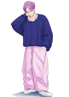 ピンク系短髪男子立ち絵
